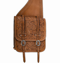 Hulara Full Grain Buffalo Leather Western Saddle Bag Tooled Horse Saddle Bag for Trail Riding Saddle Carrier Bag for Horses - 3