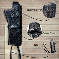 Hulara Leather Western Gun Holster Heritage Rough Rider .Colt SAA Ruger Wrangler Single Six Vaquero Uberti Cattleman Cowboy Holsters for 4.75" and 5.5" Barrel Revolvers Heritage Holster. - 9
