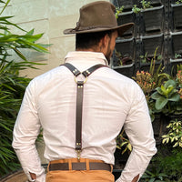 Hulara Full Grain Buff Leather Suspenders For Men/Women Adjustable Back Y Design Dress Suspenders For Men Brown Leather Suspenders For Men/Grooms/Wedding/Gift Mens Suspenders - 5