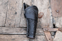 Hulara Genuine Leather Cross Draw Holster Gun Holder 22 .38/357 .44/45 Cal Revolver Western Rough Ri - 34