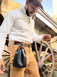 Hulara Genuine Leather Drawstring Pouch Multipurpose Storage/Coin/Outdoor Bag/Hiking & Camping Acces - 7