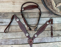 Hulara Top Grain Buff Leather Western Bridle and Breast Collar Set Tooled Headstall and Horse Breastcollar Western Tack Set Horse Breast Collar Western Bridle Sets Horse Headstall and Breast Collar - 4