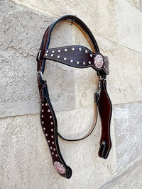 Hulara Top Grain Buff Leather Western Bridle and Breast Collar Set Tooled Headstall and Horse Breastcollar Western Tack Set Horse Breast Collar Western Bridle Sets Horse Headstall and Breast Collar - 9