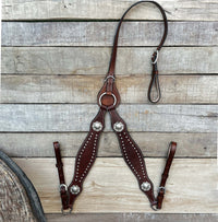 Hulara Top Grain Buff Leather Western Bridle and Breast Collar Set Tooled Headstall and Breastcollar - 6