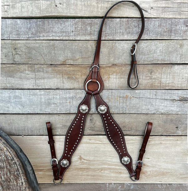 Hulara Top Grain Buff Leather Western Bridle and Breast Collar Set Tooled Headstall and Breastcollar Western Tack Set Horse Breast Collar Western Bridle Sets Horse Headstall and Breast Collar