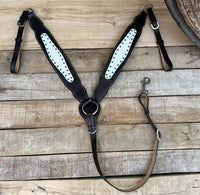 Hulara Top Grain Buff Leather Western Bridle and Breast Collar Set Tooled Headstall and Horse Breastcollar Western Tack Set Horse Breast Collar Western Bridle Sets Black Breast Collar for Horses - 7