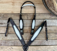 Hulara Top Grain Buff Leather Western Bridle and Breast Collar Set Tooled Headstall and Horse Breastcollar Western Tack Set Horse Breast Collar Western Bridle Sets Black Breast Collar for Horses - 6