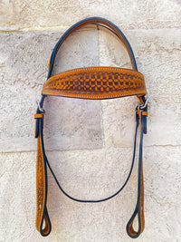 Hulara Top Grain Buff Leather Western Bridle and Breast Collar Set Tooled Headstall and Horse Breastcollar Western Tack Set Horse Breast Collar Western Bridle Sets Horse Headstall and Breast Collar - 5