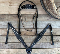 Hulara Top Grain Buff Leather Western Bridle and Breast Collar Set Tooled Headstall and Horse Breastcollar Western Tack Set Horse Breast Collar Western Bridle Sets Black Breast Collar for Horses - 3