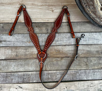 Hulara Top Grain Buff Leather Western Bridle and Breast Collar Set Tooled Headstall and Horse Breastcollar Western Tack Set Horse Breast Collar Western Bridle Sets Horse Headstall and Breast Collar - 5