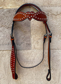 Hulara Top Grain Buff Leather Western Bridle and Breast Collar Set Tooled Headstall and Horse Breastcollar Western Tack Set Horse Breast Collar Western Bridle Sets Horse Headstall and Breast Collar - 6