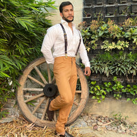 Hulara Full Grain Buff Leather Suspenders For Men/Women Adjustable Back Y Design Dress Suspenders For Men Brown Leather Suspenders For Men/Grooms/Wedding/Gift Mens Suspenders - 6