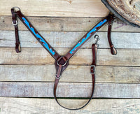 Hulara Top Grain Buff Leather Western Bridle and Breast Collar Set Tooled Headstall and Horse Breastcollar Western Tack Set Horse Breast Collar Western Bridle Sets Horse Headstall and Breast Collar - 5
