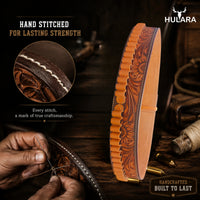Hulara Full Grain Buff Leather Ammo Belt 22 Cartridge Belt Western Ammo Case Bullet Ammo Loops for Men