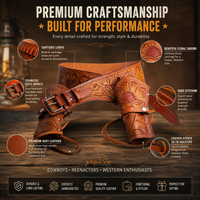 Hulara Leather Western Gun Holster Belt Full Grain Buff  Heritage Rough Rider Gun Belt Cowboy Holster Ruger Wrangler Holster|Revolver Holster with Belt  Available in 22/38/44 Caliber