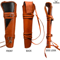 Hulara Leather Scabbard Holster for Henry Mare's Leg 18 Inch Rifle Rossi Ranch Hand | Handmade Western Leg Holder Black & Brown | Drop Leg Holster