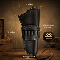 Hulara Leather Western Gun Holster for .22 Caliber Revolver – Fits 4" to 6" Barrel – Cowboy Style Belt Holster for Heritage Rough Rider