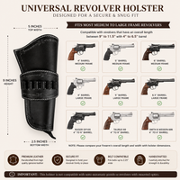 Hulara Leather Western Gun Holster for .22 Caliber Revolver – Fits 4" to 6" Barrel – Cowboy Style Belt Holster for Heritage Rough Rider