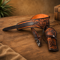 Hulara .22/.38/.44 Caliber Western Gun Holster Belts | Heritage Rough Rider | Cowboy Gun Belt | Ruger Wrangler Revolver Holster With Cartidge Belt  Full Grain DD Harness Buff Leather in Antique Brown Colour
