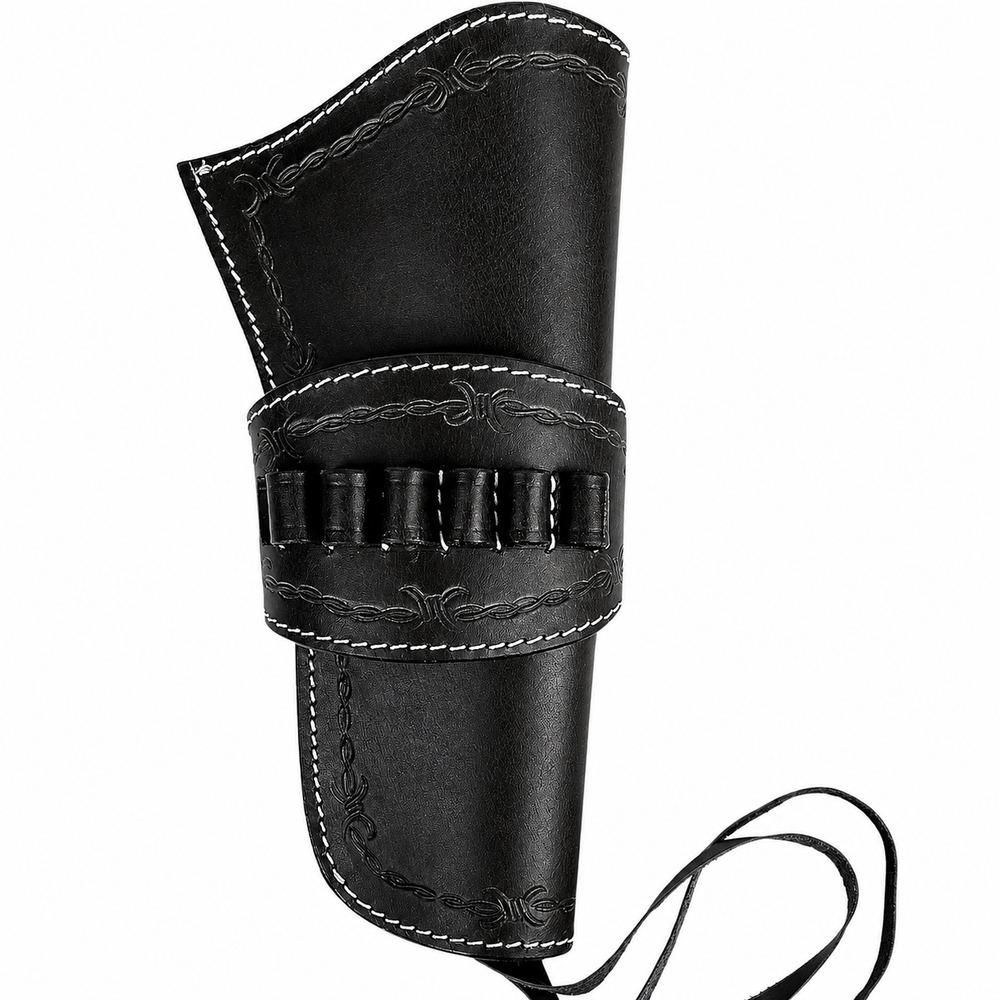 Hulara Black Leather Western Gun Holster / Ammo Holster – .22 .38 .44 Family