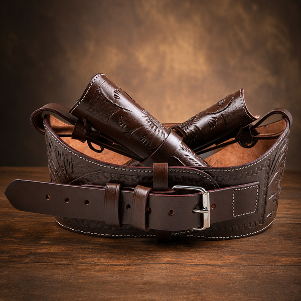 Hulara Western Gun Belt with Holsters for Heritage Rough Rider| Cowboy Holster Belt|Revolver Holster with Belt Full Grain Buff Leather Available in .22/.38/.44 Calibers
