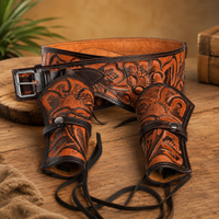Hulara .22/.38/.44 Caliber Western Gun Holster Belts | Heritage Rough Rider | Cowboy Gun Belt | Ruger Wrangler Revolver Holster With Cartidge Belt  Full Grain DD Harness Buff Leather in Antique Brown Colour