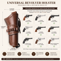 Hulara Leather Western Gun Holster for .22 Caliber Revolver – Fits 4" to 6" Barrel – Cowboy Style Belt Holster for Heritage Rough Rider