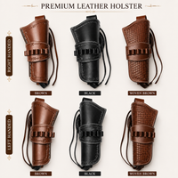 Hulara Leather Western Gun Holster for .22 Caliber Revolver – Fits 4" to 6" Barrel – Cowboy Style Belt Holster for Heritage Rough Rider