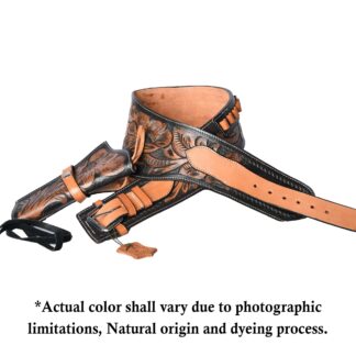 Hulara Western Gun Holster Belt Full Grain DD Harness Buff Cowboy Gun Belt With Holster for Men .38/.357 Cal Cowboy Revolver holder