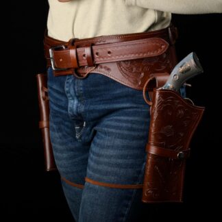 Hulara Genuine Leather Western Gun Belt Concealed Carry Gun Holster Belt for Men Women Cowboy Costume Revolver Holster Pistol Tactical Hoslter