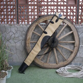 Hulara Canvas Genuine Leather Rifle Cover 48-50 Inch Rifle Case ShotGun Bag with Adjustable Shoulder Strap Leather Rifle Sling Scabbard For Gun, Gun Cases for Rifles White Black